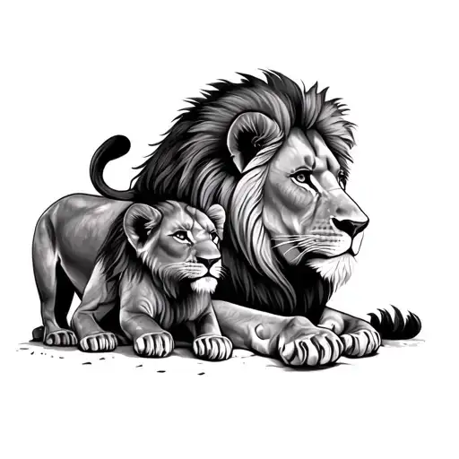Lion And Cubs