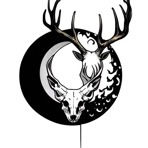 Deer Skull Moon Crown Gold