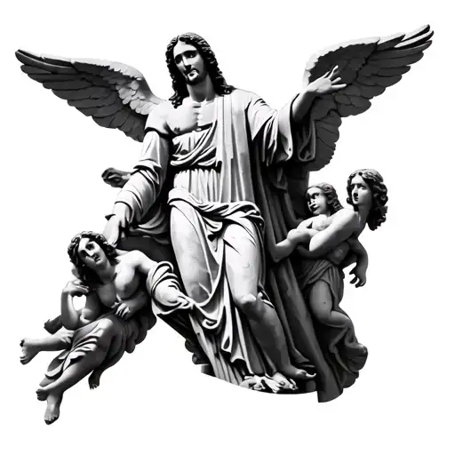 Christ Redeemer With Angels On The Sides And Favale