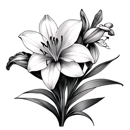 Larkspur And Lily And Narcissus Flower