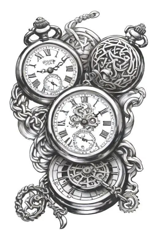 3 Pocket Watches Intertwined