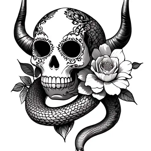 Sugar Skull Snake Flower Taurus