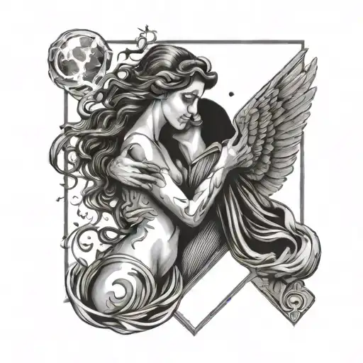 Lovers Tarot Card With Lightning