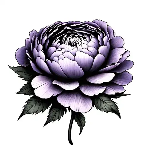 Peony And Violet Flower Intertwined Within Its Petals