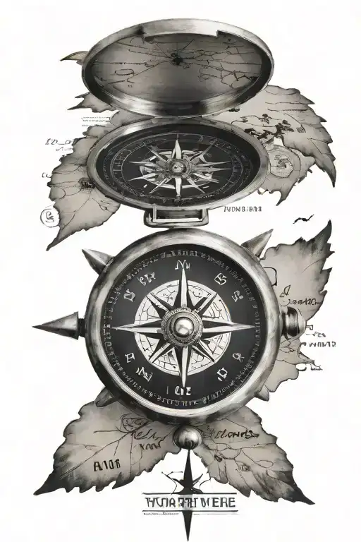 A Meaningful Quote About Travel With A Compass And Map Design