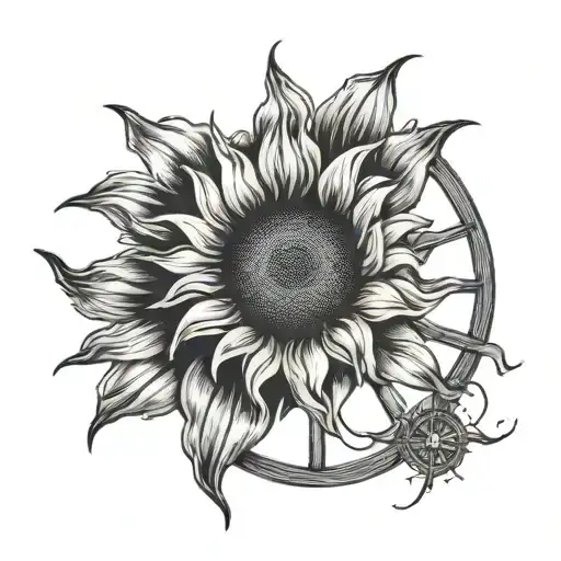 Sunflower And Wagon Wheel Traditional