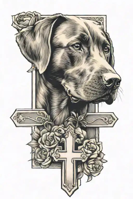 Cross With Chocolate Lab Inside Of It