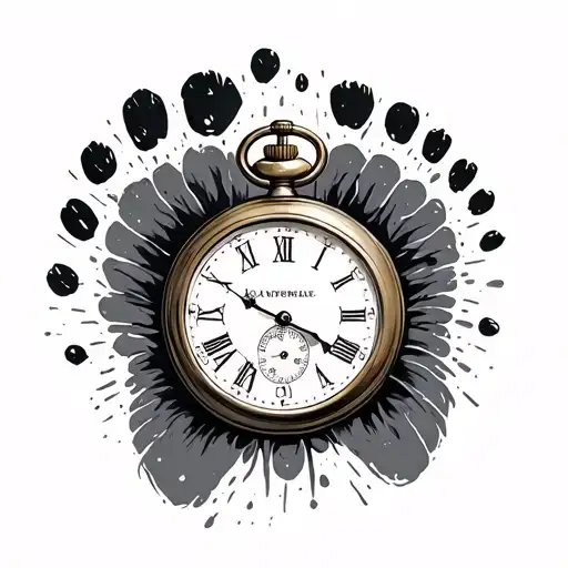Foot Print And Pocket Watch Face