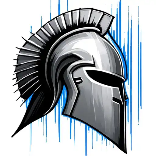 Spartan Helmet With Vertical Blue Line