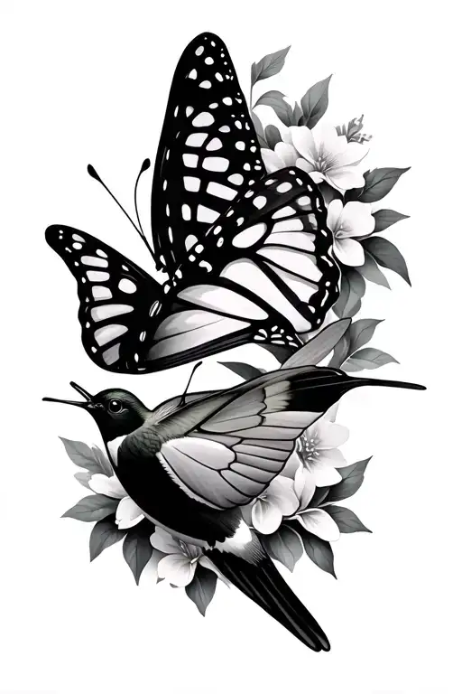 Butterfly And Hummingbird