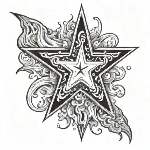 A Lone White Star With Flames
