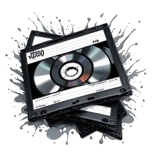 4 Cassette Tape Intertwined With A Cd Melting