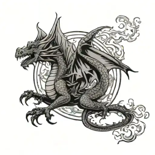 Dragon Flying Away From The Sun Ready To Kill