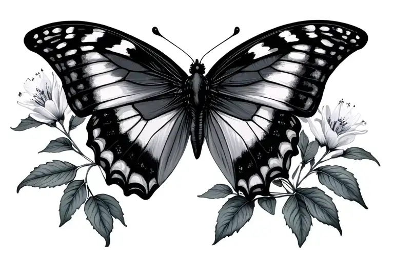 Minimalist Larkspur With Butterfly