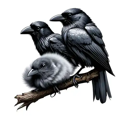 Crow With A Baby
