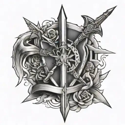 Initals Mh With Arrow And Sword