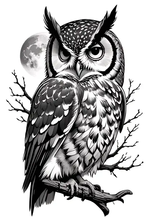 Owl And Moonlight