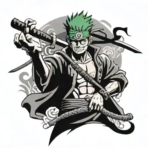 Zoro From One Piece With Oni Mask