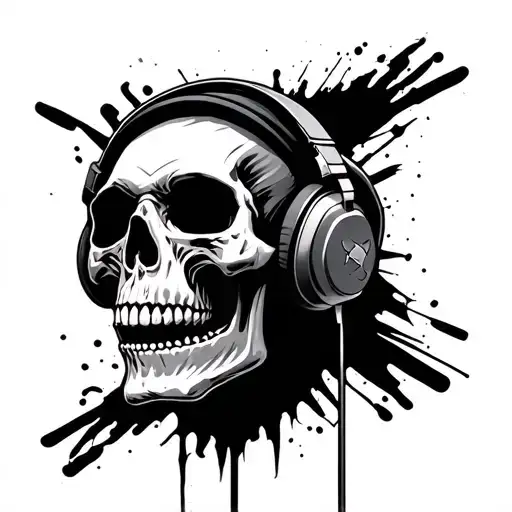 Skull Wearing Headphones