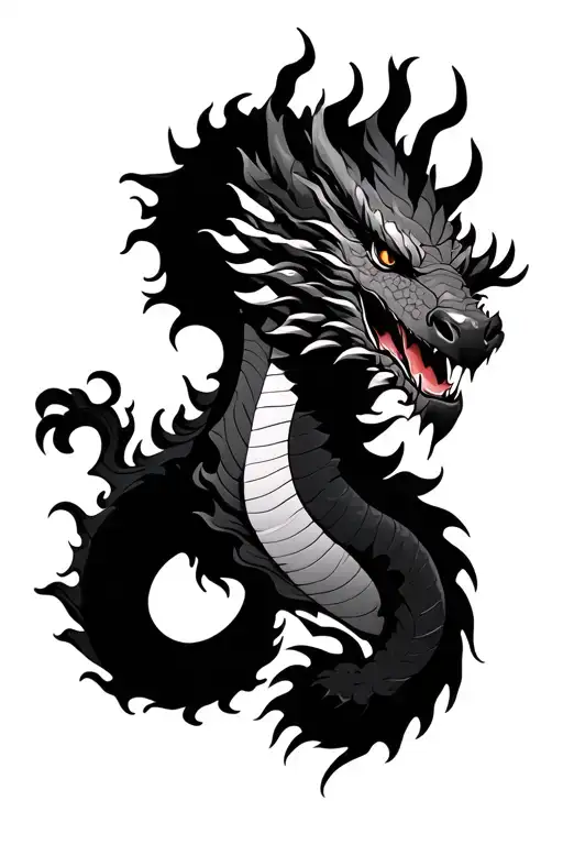 Dark Japanese Style Dragon With Smoke In The Nose