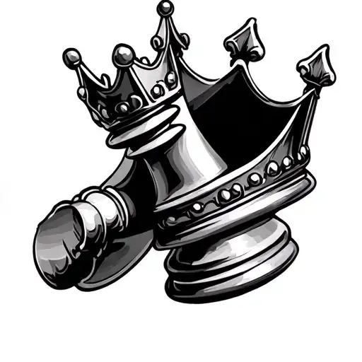 King Chess Piece With Crown Tilted 45 Degree Angle