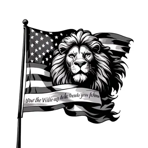 Lion Mane And Police Flag Rapped Around Lion With Bible Verse