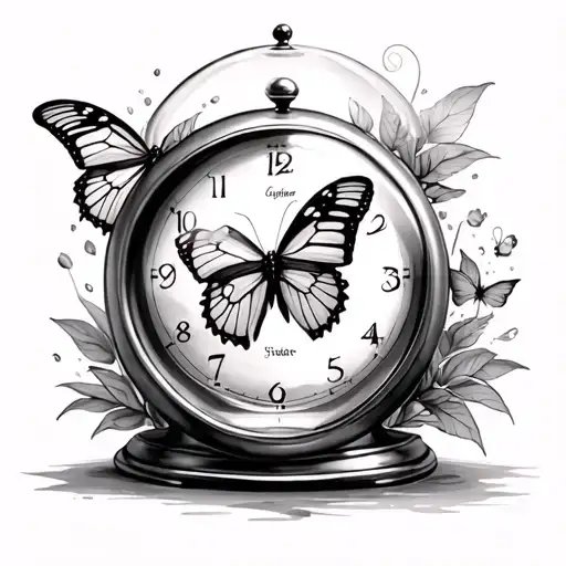 Sandtimer With Butterfly Escaping Through The Glass