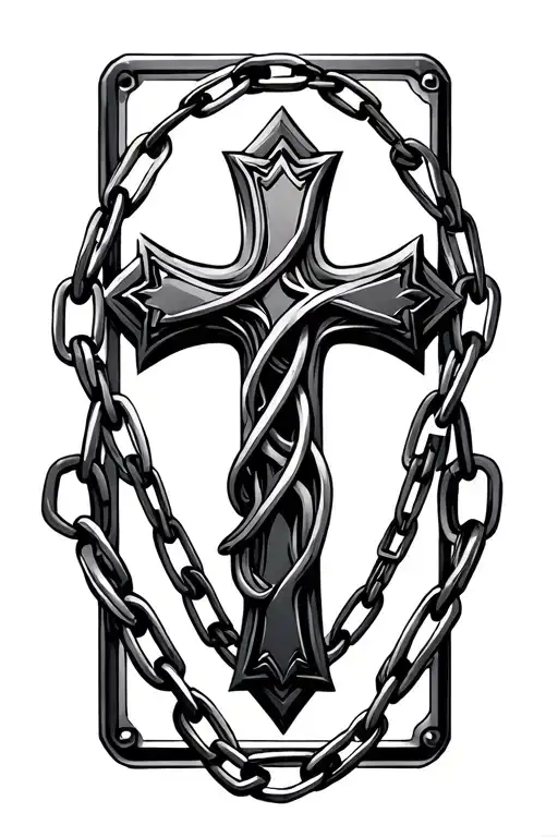 Dark Style Cross With Chain Wrapped