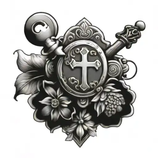 Cross Beaded Lock With Flowers
