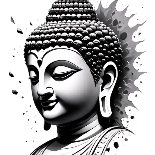 Buddha Shattering In Pieces