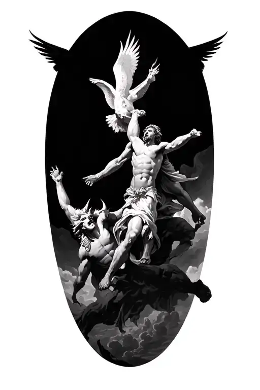 Cardnel Flying Over Saint Micheal Fighting The Devil