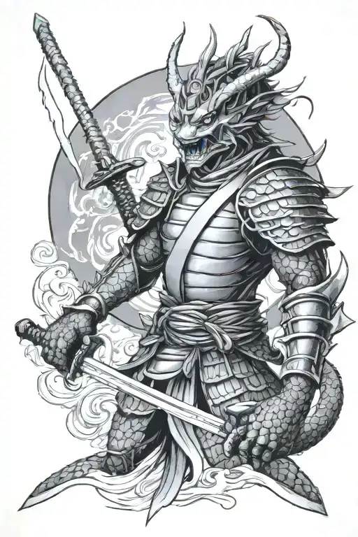 Dragon Samurai Warrior Wielding