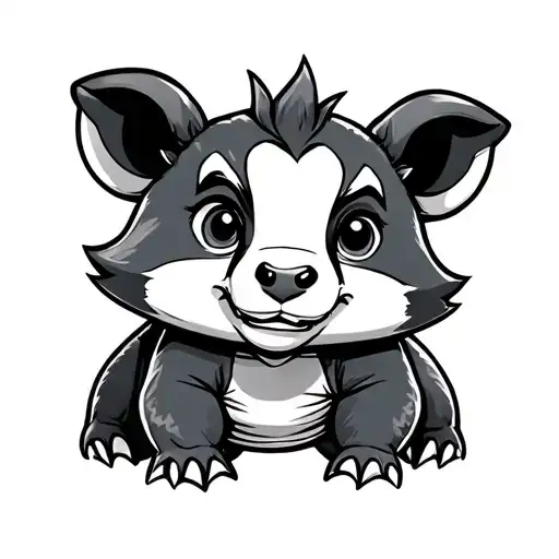 Cute Cartoon Badger Dressed Up As A Triceratops