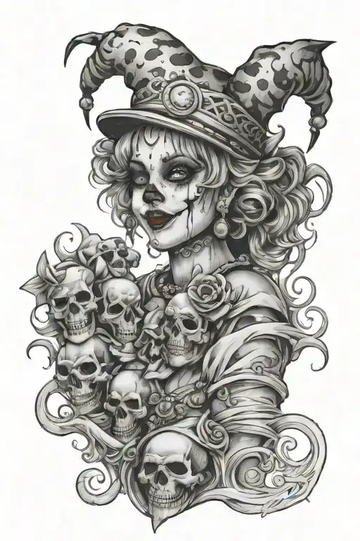 Clown Girl With Skulls