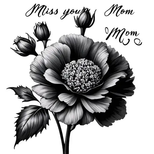Carnation Flower With Words Miss You Mom In The Stem