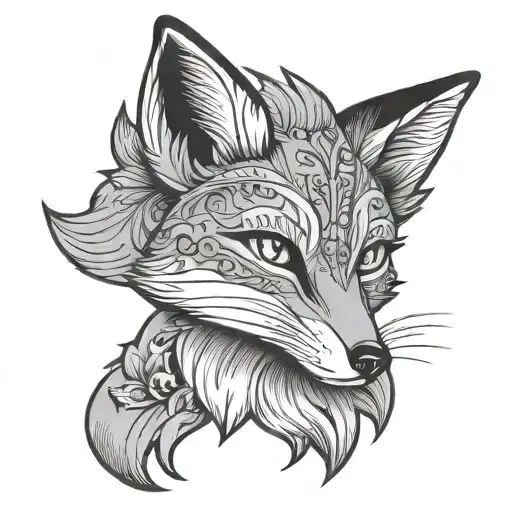 Fox Face Tattoo Cartoon