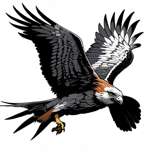 A European Red Kite With Its Wings Outspred
