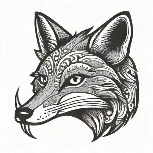 Fox Face Tattoo Cartoon
