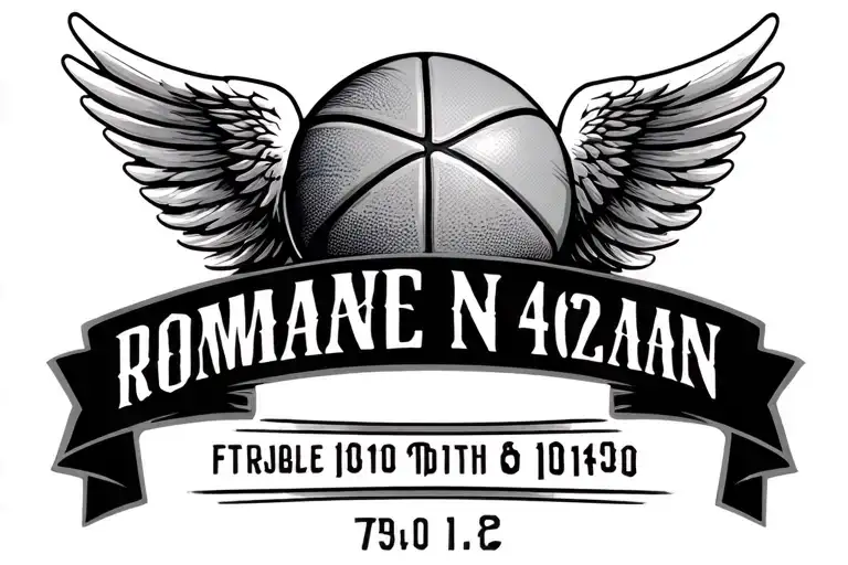 A Basketball With Romain Numeral Birth Date With Wings