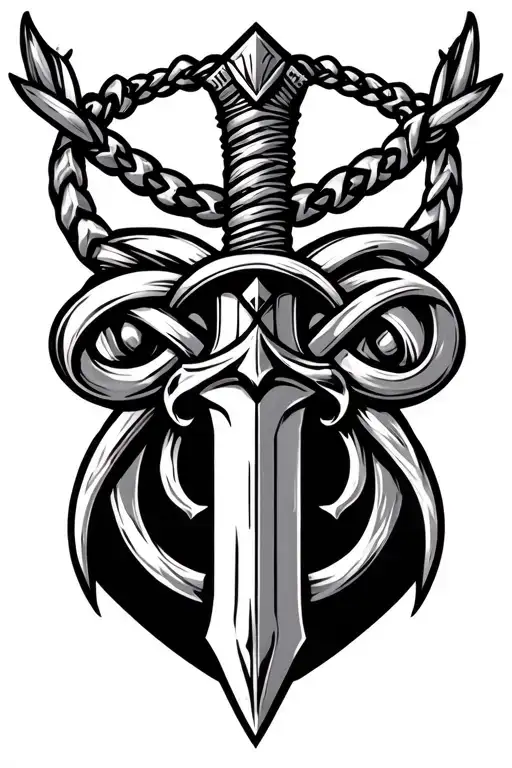 Necklace Intertwined With A Dagger