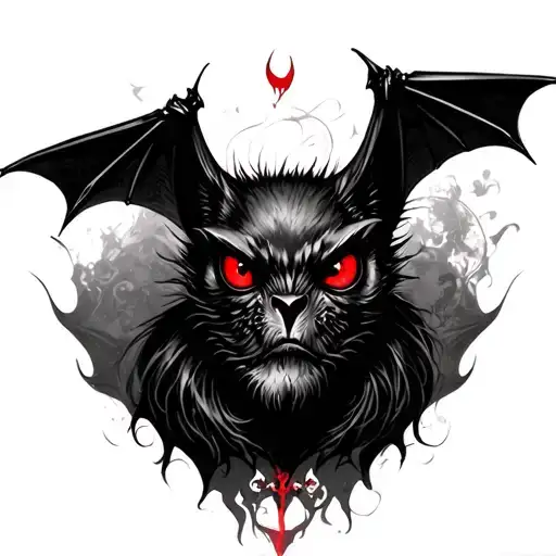 Bats Head Tattoo Red Eyes