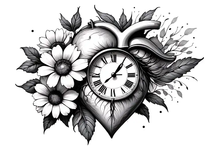 Anatomical Heart Clock Eye Flowers