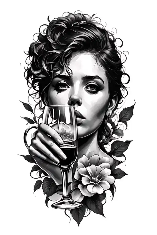 Overcoming Alcoholism Half Sleeve Tattoo All Black