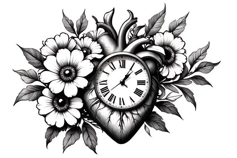 Anatomical Heart Clock Eye Flowers