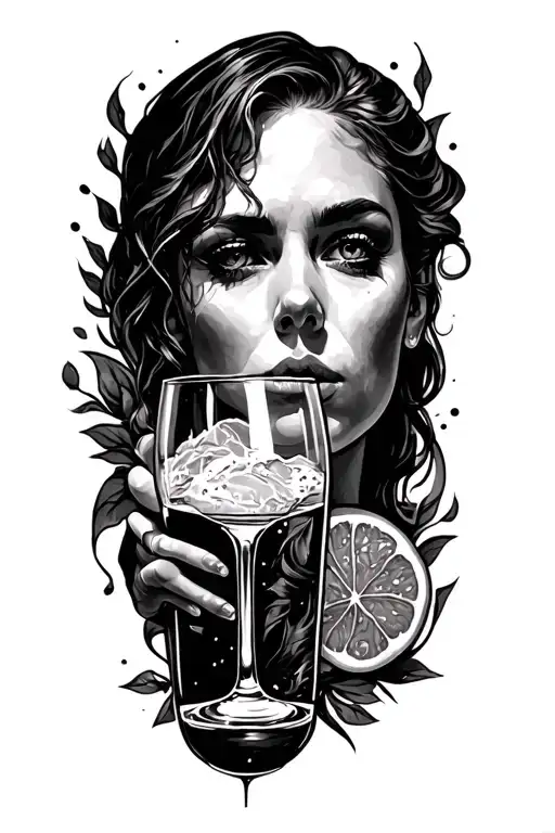 Overcoming Alcoholism Half Sleeve Tattoo All Black