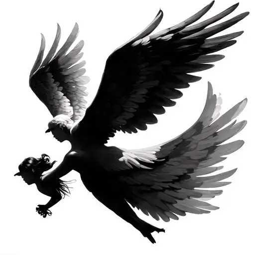 Maman Angel Wing And Colombe Flying Away