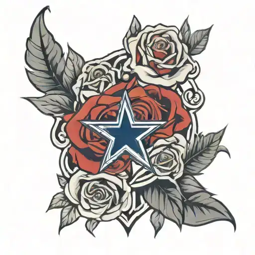 Dallas Cowboys Logo Surrounded By Red Roses