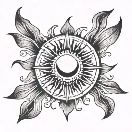 Tattoo Of A Beautiful Minimalistic Sun With Neat Lines