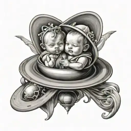 Saturn With Twin Baby Boys