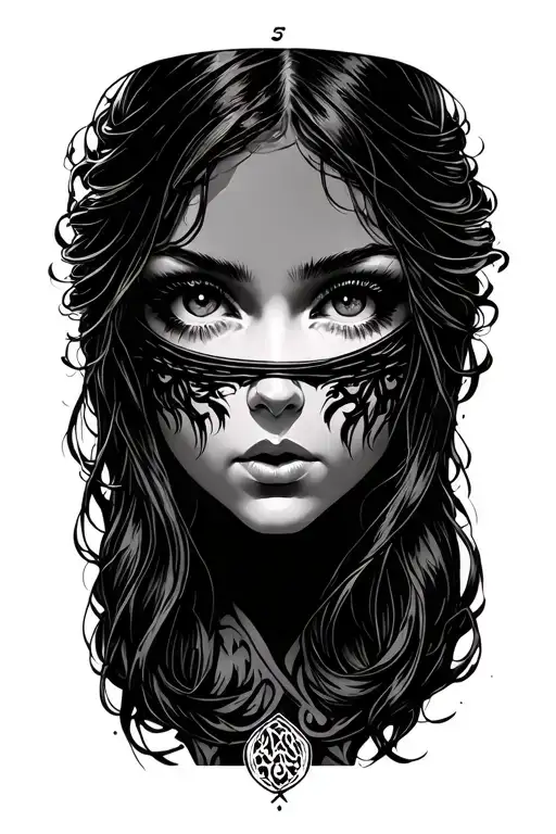 Tarot Card Featuring Girl Eyes Covered